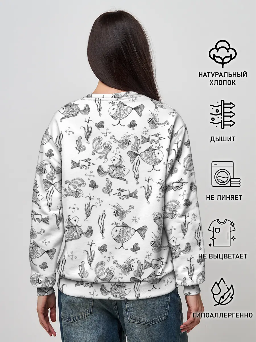 Женский свитшот / Рисованные сказочные рыбки
