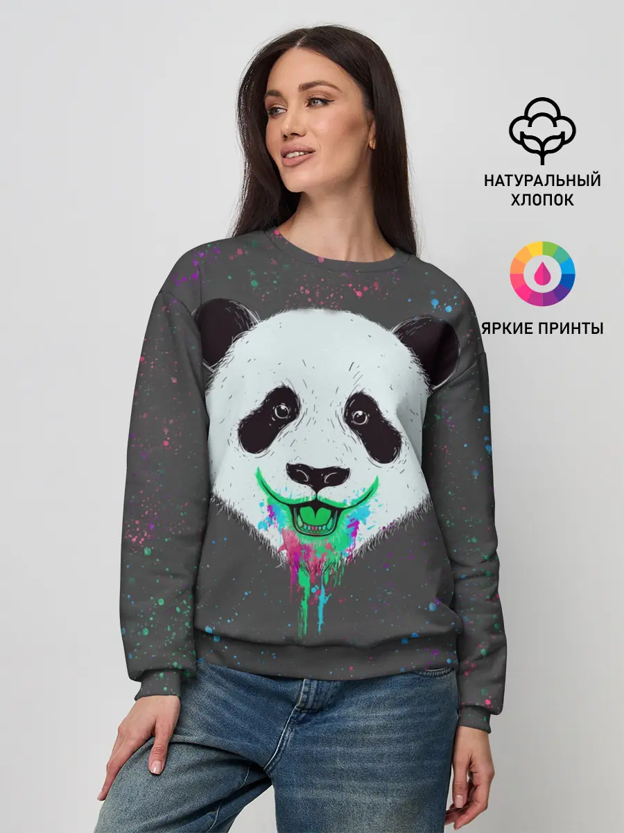 Женский свитшот / Панда Краски Брызги