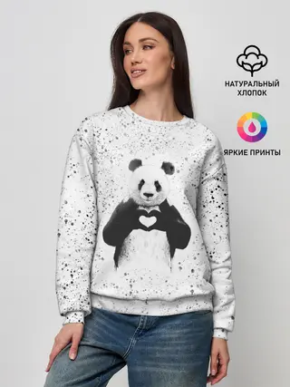 Женский свитшот / Панда Любовь Сердце Брызги
