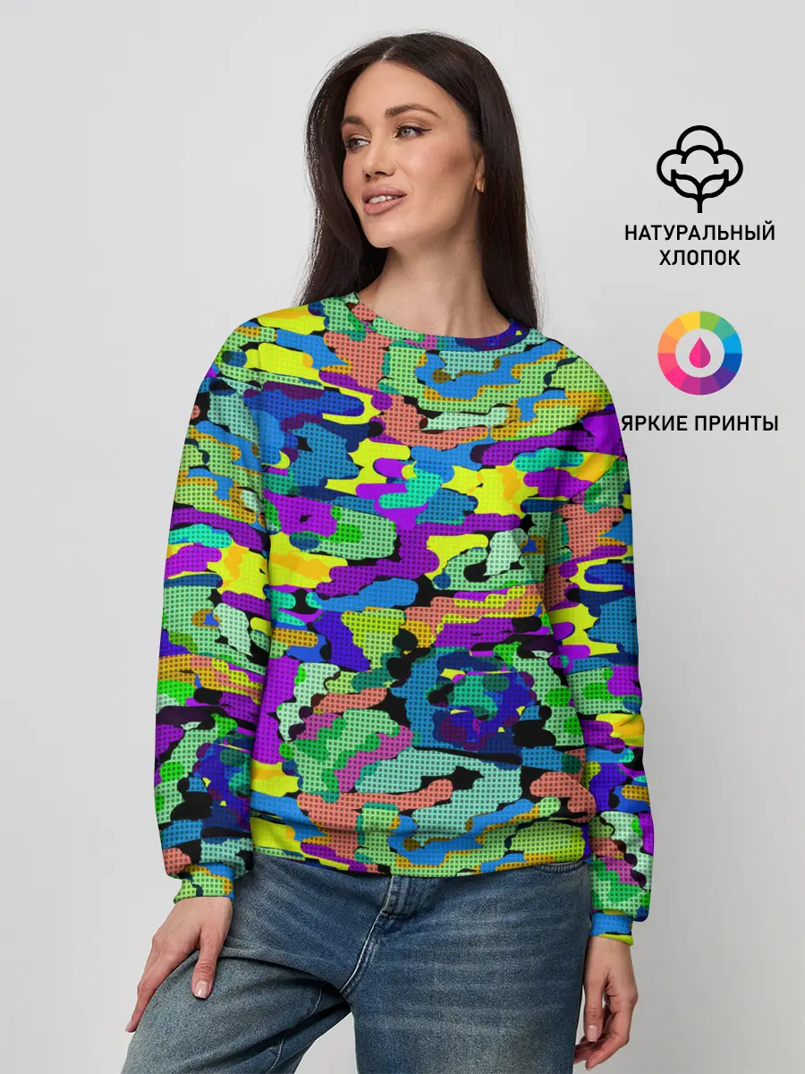 Женский свитшот / Камуфляж в ярких тонах