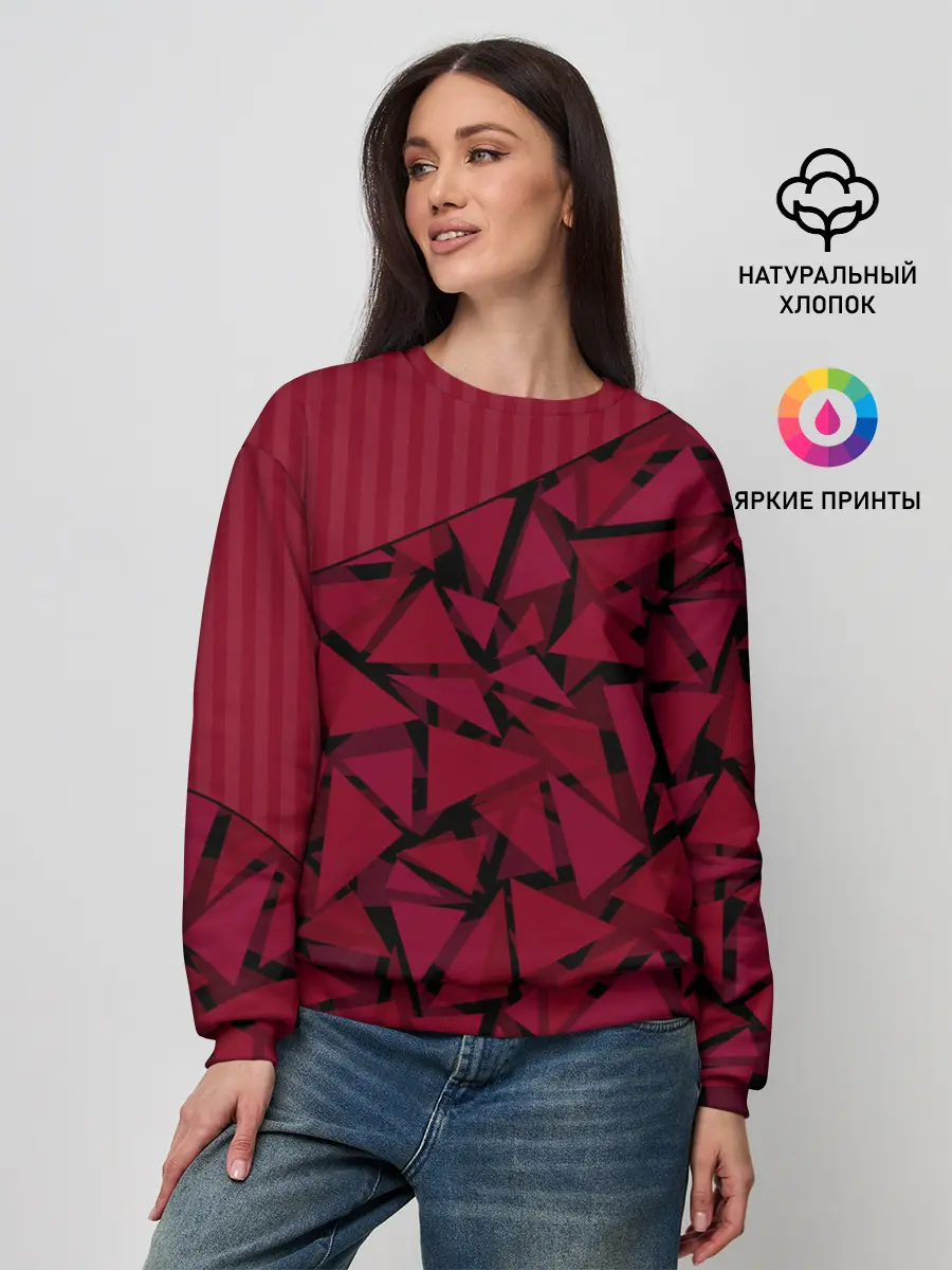 Женский свитшот / Красный комбинированный узор