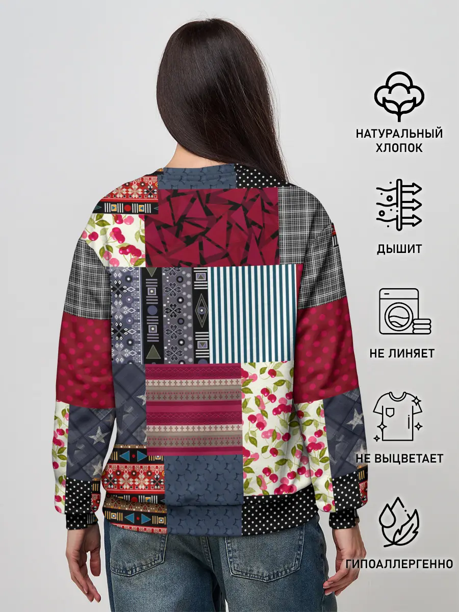 Женский свитшот / Деревенский стиль. Пэчворк.