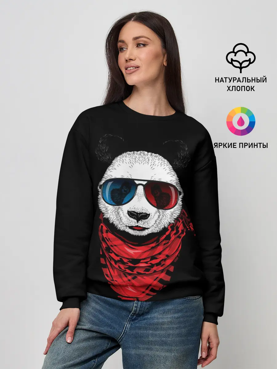 Женский свитшот / Панда Хипстер в Очках