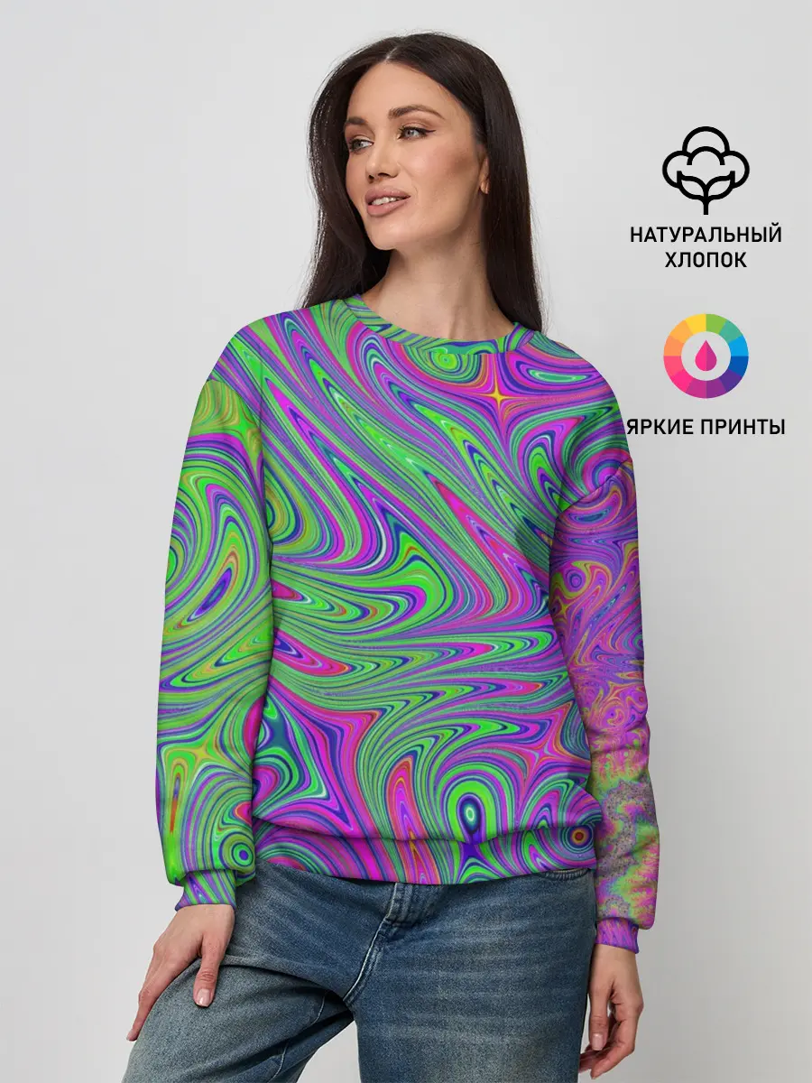 Женский свитшот / Неоновый абстрактный узор