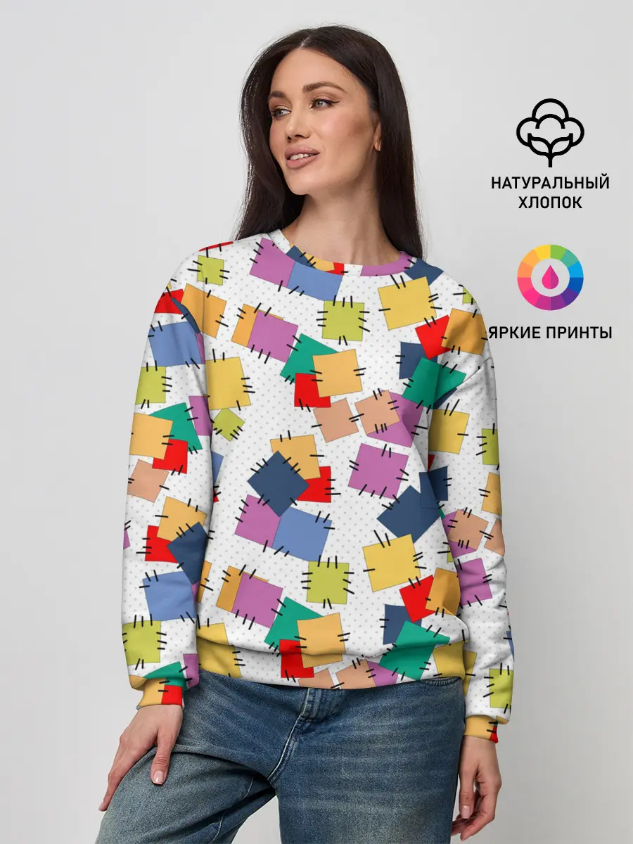 Женский свитшот / Ретро узор-заплатки.