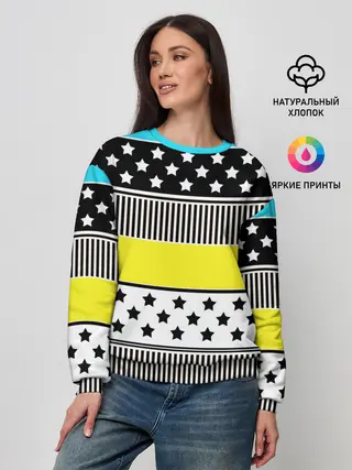 Женский свитшот / Неоновый яркий полосатый узор