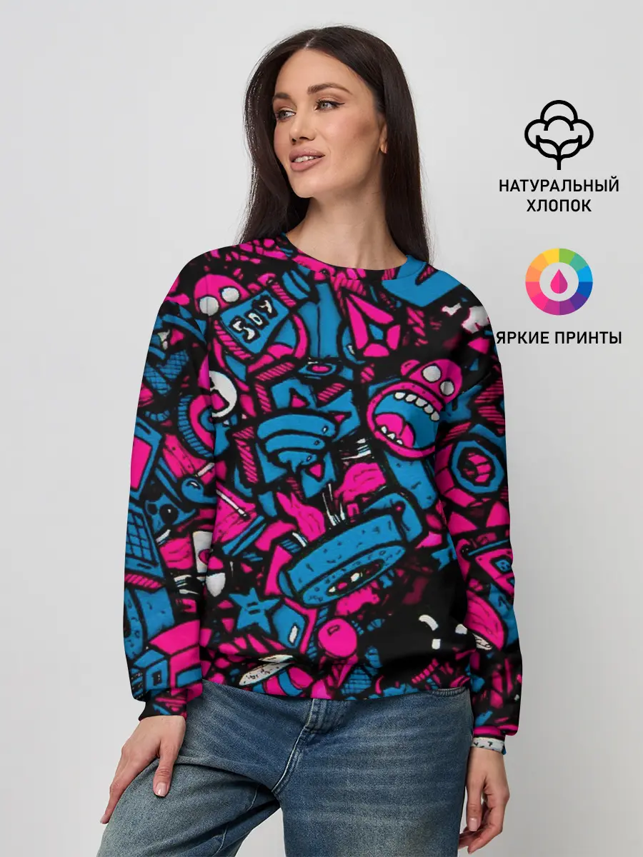 Женский свитшот / Мультяшные кислотные картинки