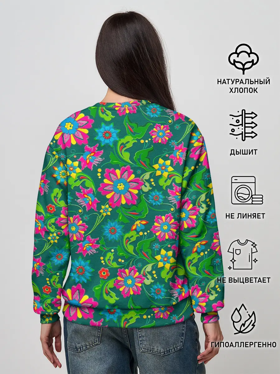 Женский свитшот / Поле разноцветных цветков