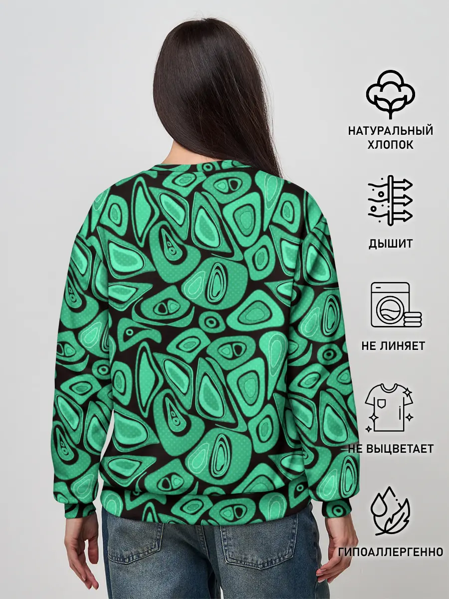 Женский свитшот / Зеленый абстрактный узор