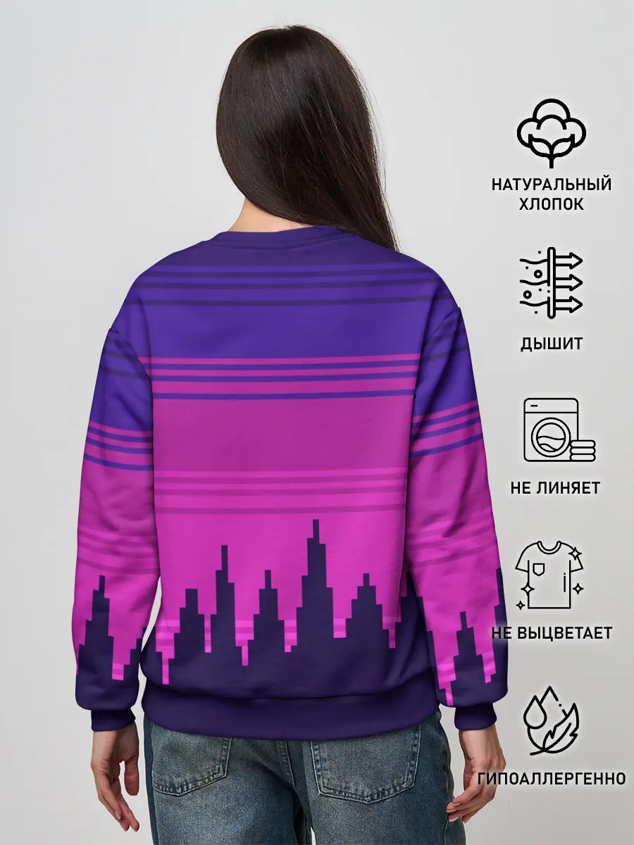 Женский свитшот / Сиреноголовый Пиксельный Город