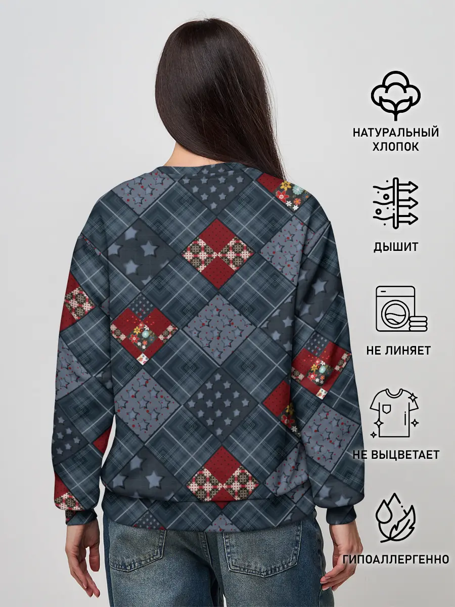 Женский свитшот / Синий джинсовый плед