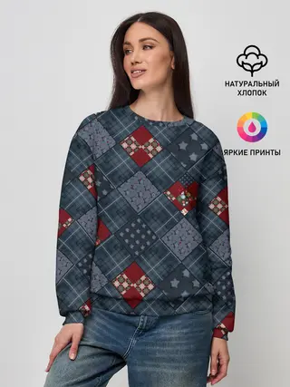 Женский свитшот / Синий джинсовый плед