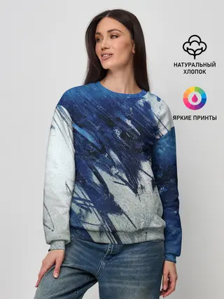 Женский свитшот / Серо-синее абстрактное