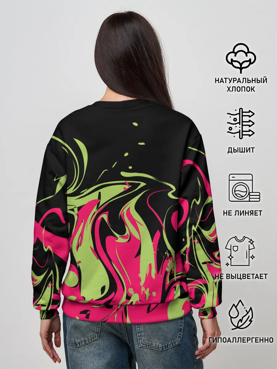 Женский свитшот / Черно малиновый абстрактный