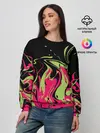 Женский свитшот / Черно малиновый абстрактный