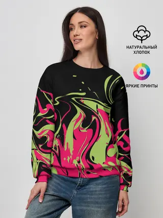 Женский свитшот / Черно малиновый абстрактный