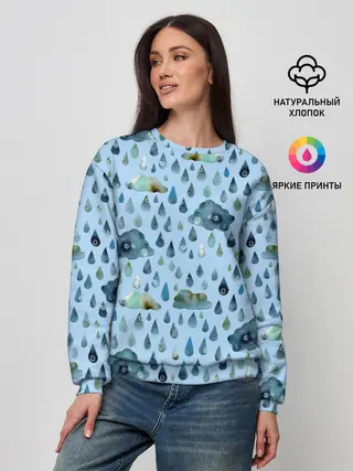 Женский свитшот / Дождливая осень.Тучки и дождь