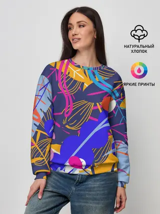 Женский свитшот / листья цветы текстура паттэрн