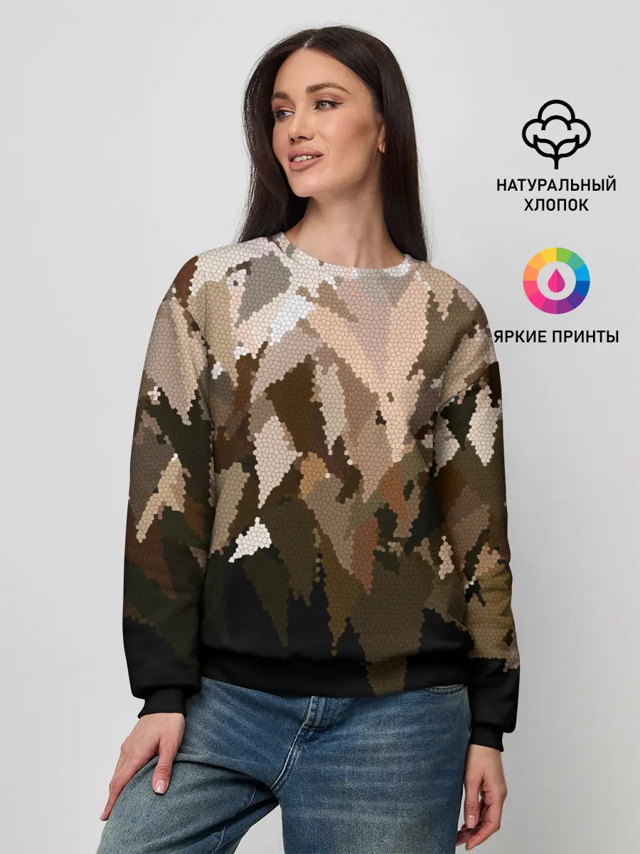Женский свитшот / Бежево-коричневая мозаика
