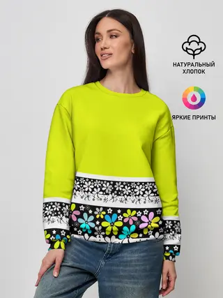 Женский свитшот / Яркий цветочный узор