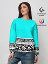 Женский свитшот / Цветочный бирюзовый узор