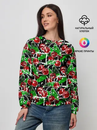 Женский свитшот / Абстрактный узор спелая вишня