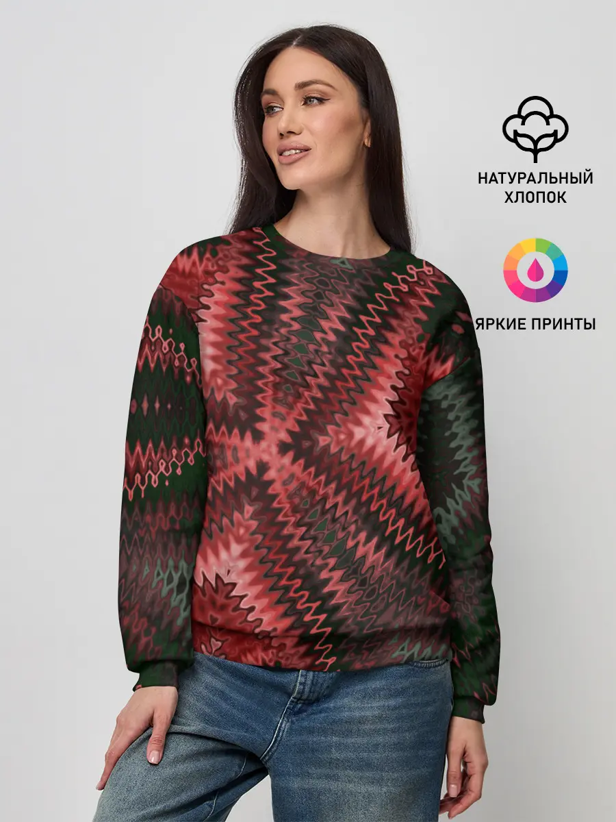 Женский свитшот / Серо-коричневый узор