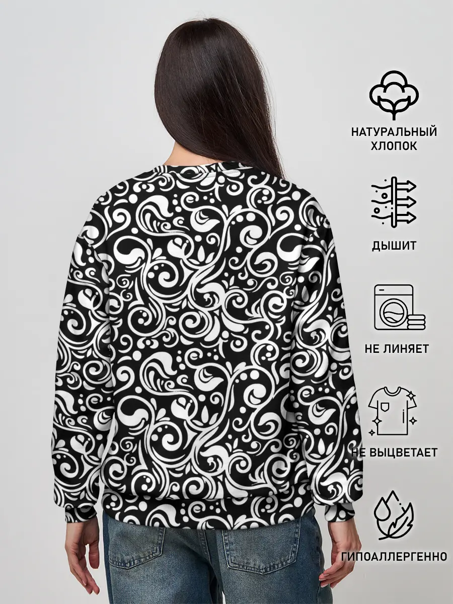 Женский свитшот / Черно-белая роспись