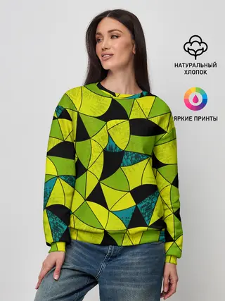 Женский свитшот / Гранжевый яркий зеленый