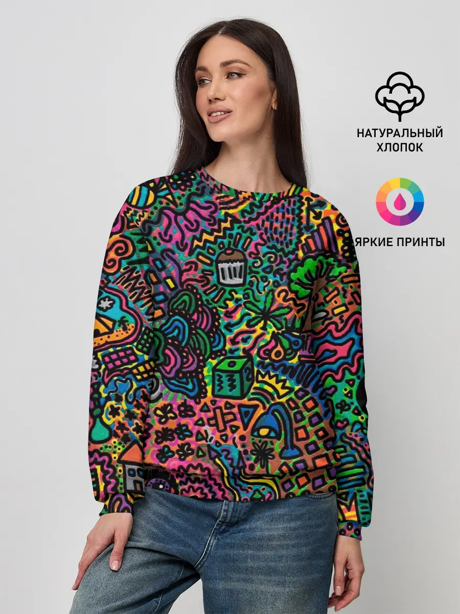 Женский свитшот / Кислотные узоры психоделика