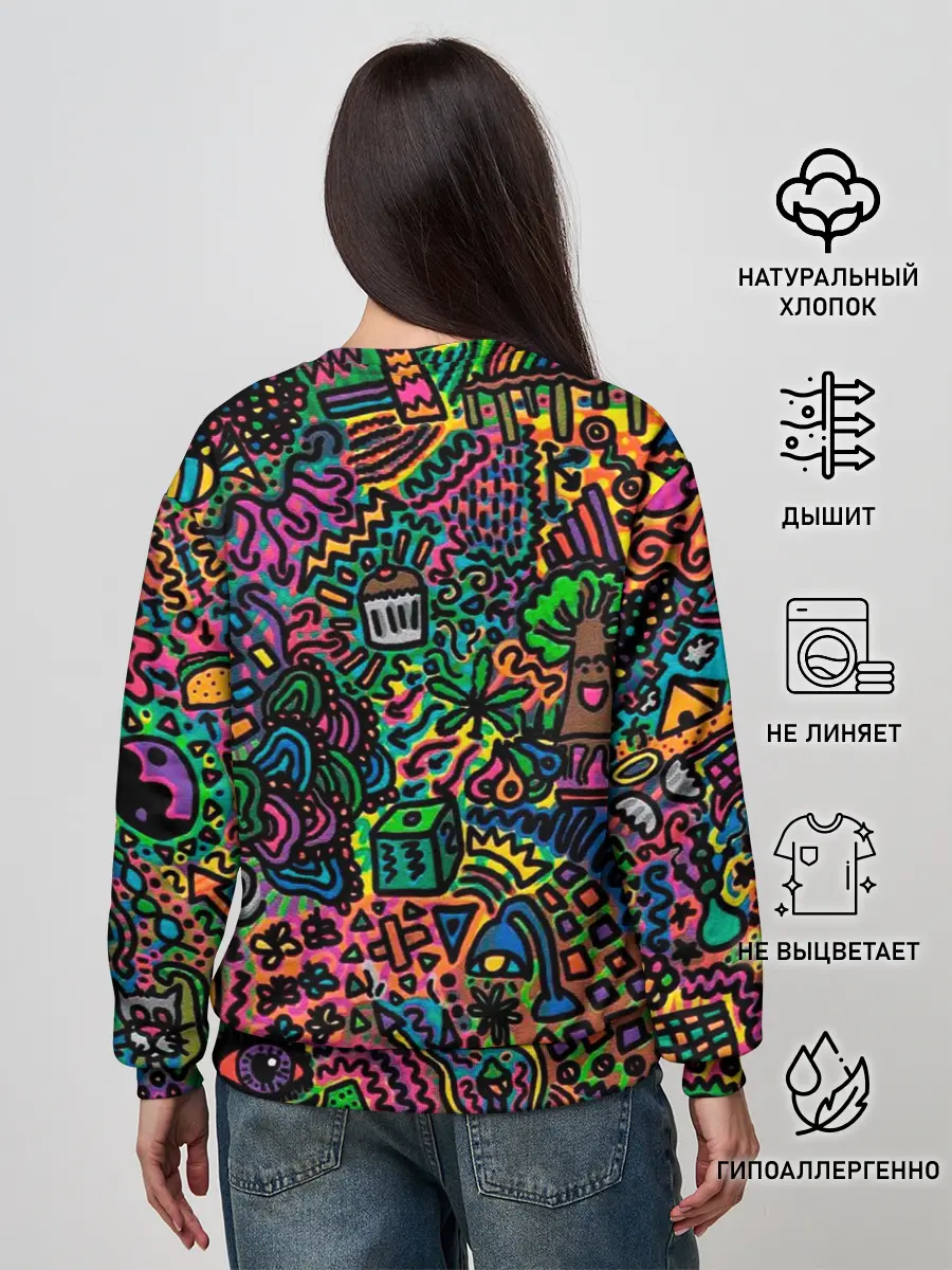 Женский свитшот / Кислотные узоры психоделика