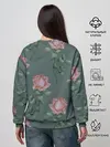 Женский свитшот / Красные розы на зеленом фоне