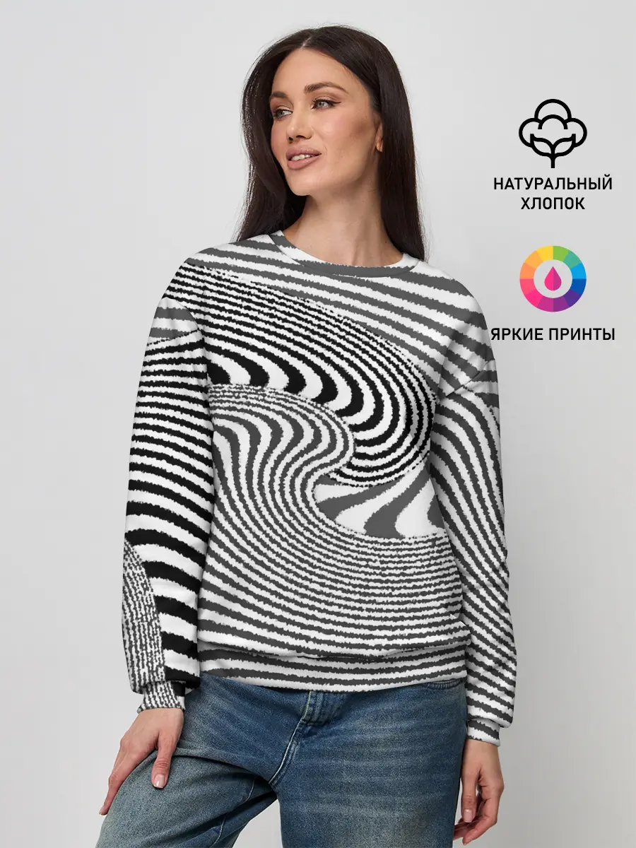 Женский свитшот / Черно белый мозаичный узор