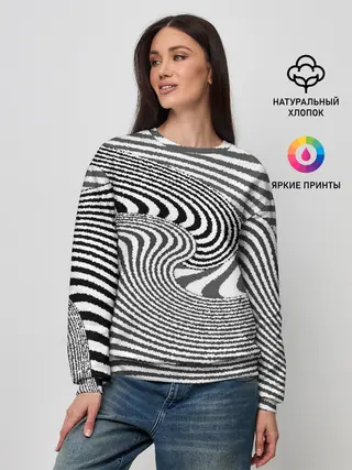 Женский свитшот / Черно белый мозаичный узор