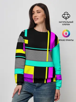 Женский свитшот / Геометрический неоновый узор