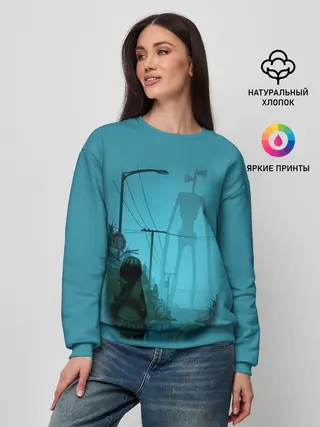 Женский свитшот / СИРЕНОГОЛОВЫЙ И ДЕВОЧКА