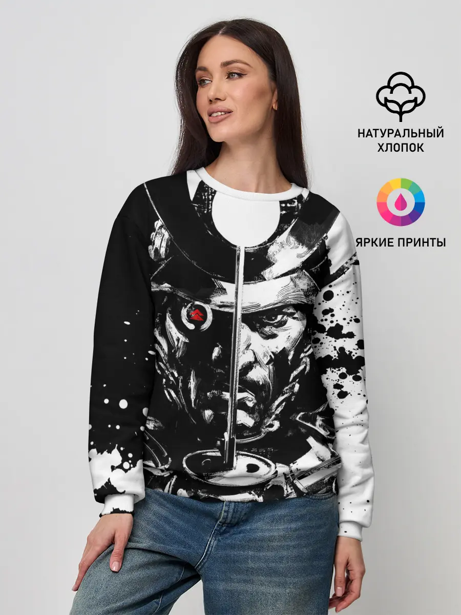 Женский свитшот / Самурай | ЧБ | Лого