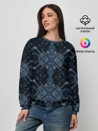 Женский свитшот / Темный синий абстрактный узор
