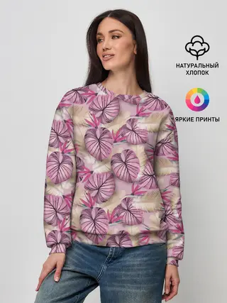 Женский свитшот / Розовый тропический узор