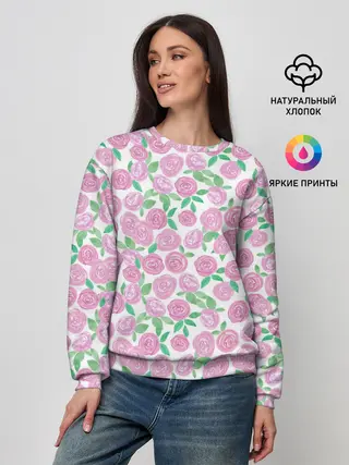 Женский свитшот / Розовые акварельные розы