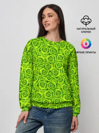Женский свитшот / Неоновый цветочный узор