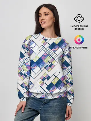 Женский свитшот / Этнический узор пэчворк