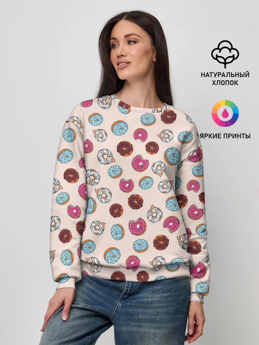 Женский свитшот / Пончики донаты паттерн