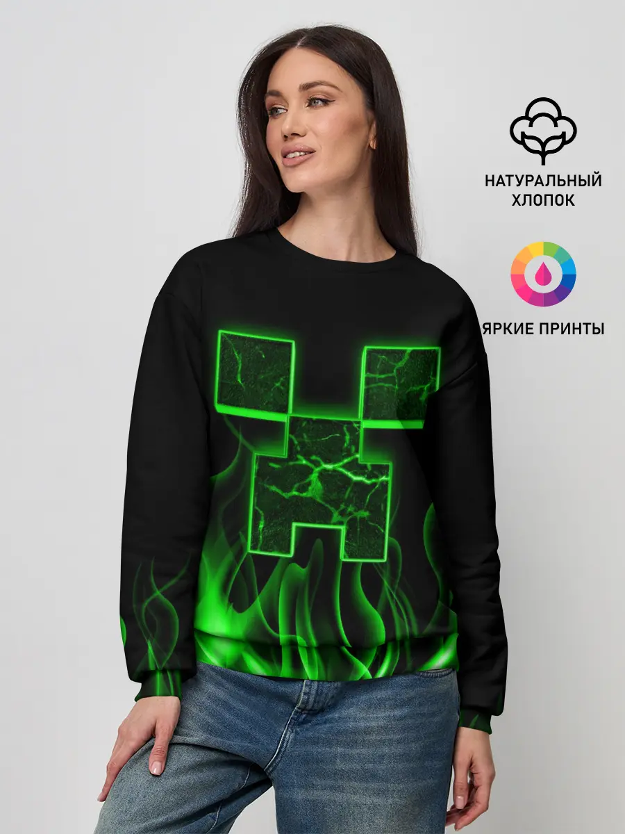 Женский свитшот / MINECRAFT TEXTURE FIRE