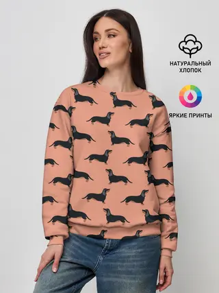 Женский свитшот / Таксы паттерн