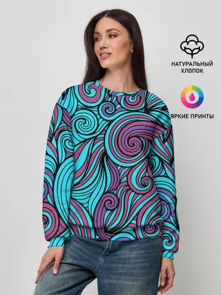 Женский свитшот / Синие листья