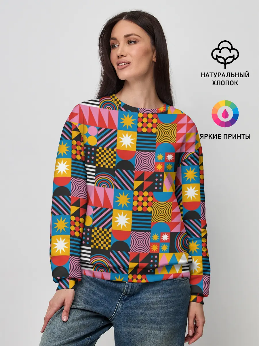 Женский свитшот / Печворк. Мозаика.Настроение