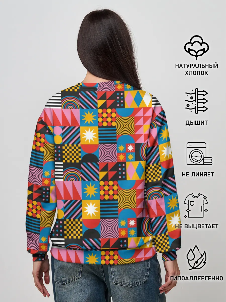 Женский свитшот / Печворк. Мозаика.Настроение