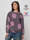 Женский свитшот / Камелии на вишневом фоне