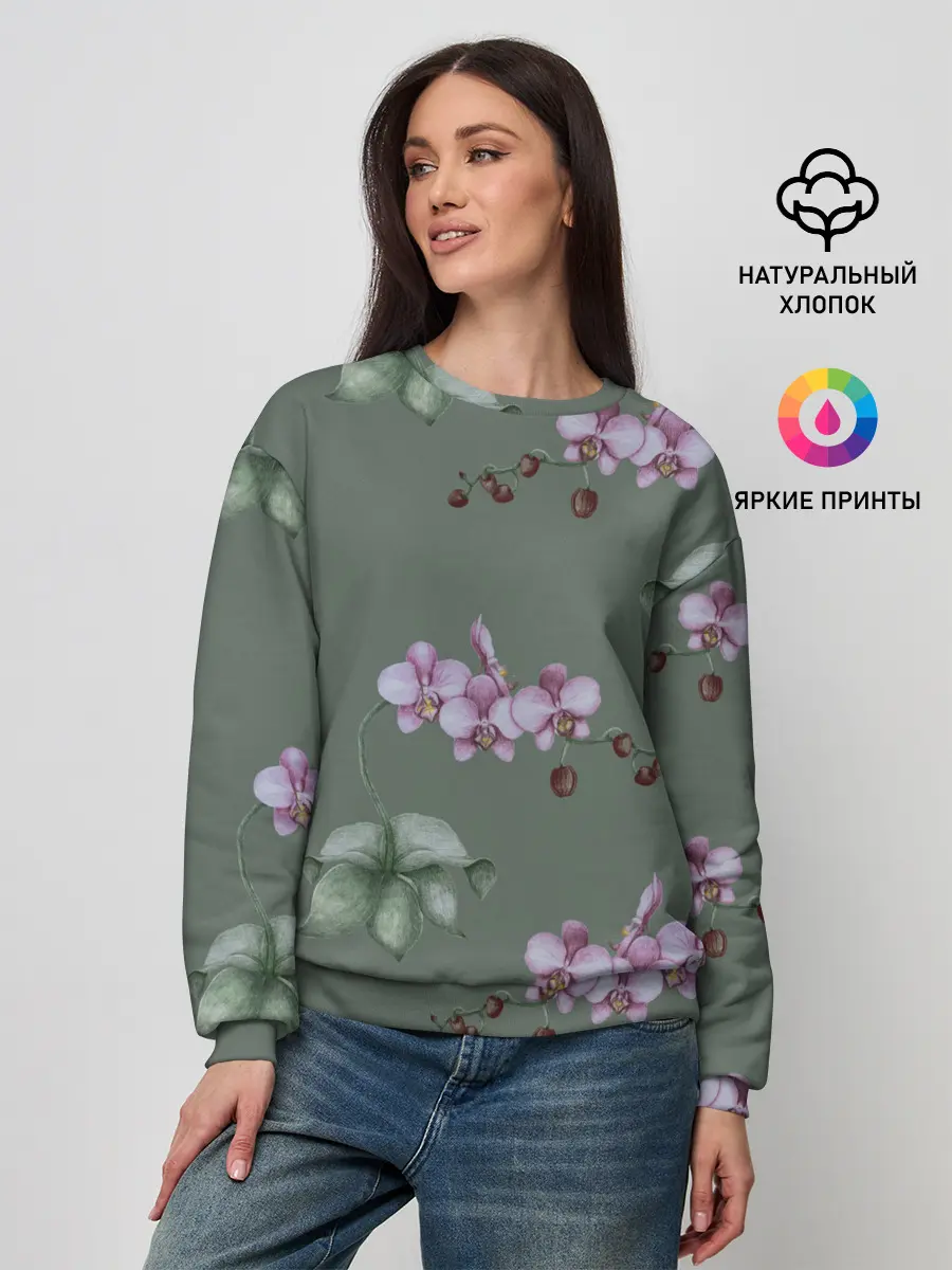Женский свитшот / Розовые орхидеи